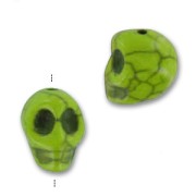 Perle Tête de mort en Howlite teintée 13 mm Olive x1|raw }}