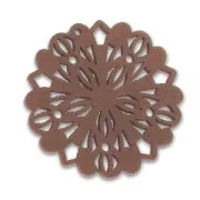 Pendentif rond rosace 50 mm en bois Brun x1