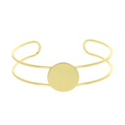 Bracelet plateau en laiton pour cabochon rond 15 mm - Doré à l'Or fin x1|raw }}