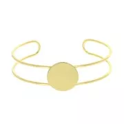 Bracelet plateau en laiton pour cabochon rond 15 mm - Doré à l'Or fin x1