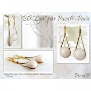 Cabochon rond en verre par Puca® 18 mm - Opaque Beige Spotted x1