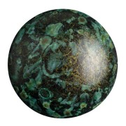 Cabochon rond en verre par Puca® 25 mm - Metallic Mat Green Spotted x1