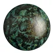 Cabochon rond en verre par Puca® 25 mm - Metallic Mat Green Spotted x1