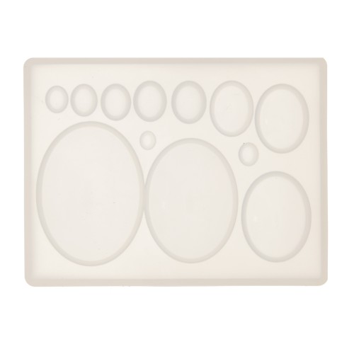 Moule silicone pour pâte polymère - pâte de métal & résine pour cabochons ovales