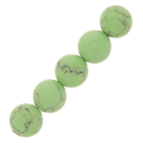 Perles rondes 6 mm imitation Howlite teintées- Vert pastel x20