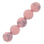 Perles rondes 8 mm imitation Howlite teintées- Rose clair x10|raw }}