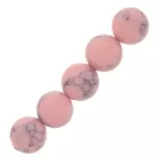 Perles rondes 10 mm imitation Howlite teintées- Rose clair x10