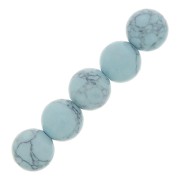 Perles rondes 10 mm imitation Howlite teintées- Bleu clair x10