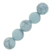 Perles rondes 10 mm imitation Howlite teintées- Bleu clair x10