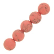 Perles rondes 10 mm imitation Howlite teintées - Corail x10