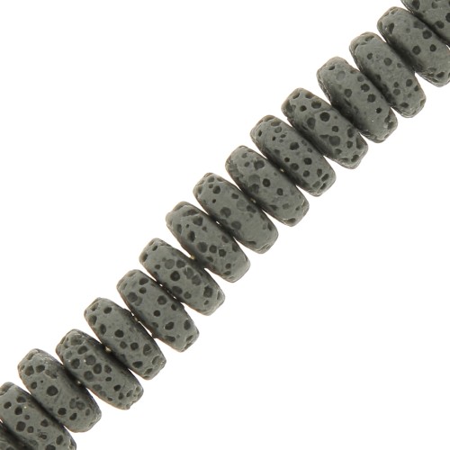 Perles Heishi rondelles teintées 8 mm en Pierre de Lave - Gris x20