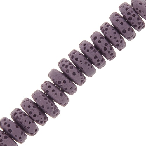 Perles Heishi rondelles teintées 8 mm en Pierre de Lave - Prune x20