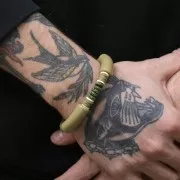 Perles Heishi rondelles teintées 8 mm en Pierre de Lave - Olive x20