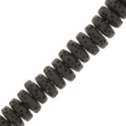 Perles Heishi rondelles teintées 8 mm en Pierre de Lave - Noir x20