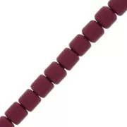 Perles tubes style Heishi en pâte polymère 6x6.2 mm - Prune x40 cm