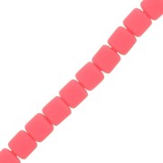 Perles tubes style Heishi en pâte polymère 6x6.2 mm - Corail Fluo x40 cm