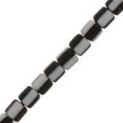 Perles tubes style Heishi en pâte polymère 6x6.2 mm - Damier Noir - Blanc x40 cm|raw }}