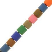 Perles tubes style Heishi en pâte polymère 6x6.2 mm - Multicolore - Fluo x40 cm|raw }}