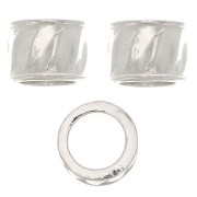Perle tube travaillée 5x7 mm avec gros trou - Argent 925 x1