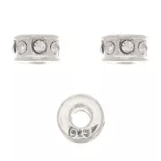 Perle rondelle strass 5 mm - Argent 925 - Crystal x1