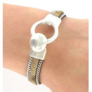 Lacet cuir 10 mm Léopard chainette x30cm