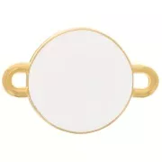 Intercalaire rond avec résine époxy 2 anneaux 12 mm Doré à l'or fin - Blanc x1