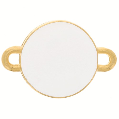 Intercalaire rond avec résine époxy 2 anneaux 12 mm Doré à l'or fin - Blanc x1