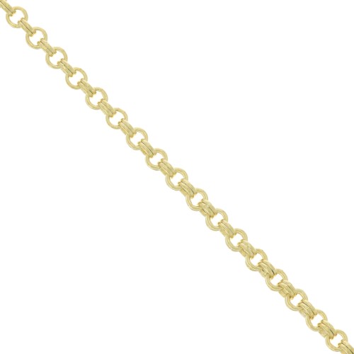Chaîne maille Forçat double anneaux 2 mm - Doré à l'or fin x1m
