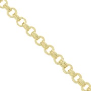 Chaîne maille Forçat double anneaux 2 mm - Doré à l'or fin x1m