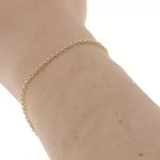 Chaîne maille Forçat double anneaux 2 mm - Doré à l'or fin x1m