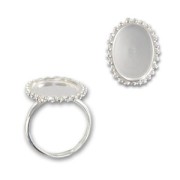 Bague boules diamantées - cabochon fond plat 18x13 mm Taille 53 à 57 Argent 925 x1|raw }}