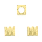 Perle cube travaillé 3 mm - Doré à l'or fin x1