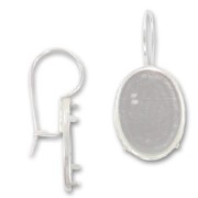 Crochets d'oreilles porte cabochon fond plat 25x18 mm en Argent x 2|raw }}
