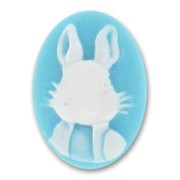 Camée acrylique Lapin 25x18 mm Aquamarine x1