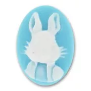 Camée acrylique Lapin 25x18 mm Aquamarine x1