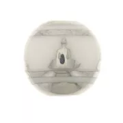 Perles en verre rondes 10 mm - motif Bouddha - Blanc - Argenté x4
