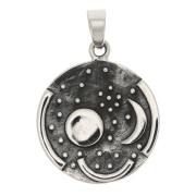 Pendentif rond 21.5x18 mm motif Constellation avec anneau fermé - Argent 925 x1