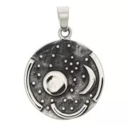 Pendentif rond 21.5x18 mm motif Constellation avec anneau fermé - Argent 925 x1
