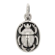 Pendentif ovale 18x12 mm motif Scarabée avec anneau fermé - Argent 925 x1|raw }}