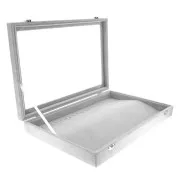 Présentoir à bijoux pour collier & bracelet 35x24x5 cm imitation velours - Gris x1