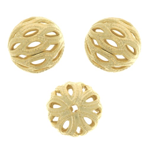 Perles rondes filigranées 8 mm - Doré à l'or fin x4