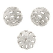 Perles rondes filigranées 6 mm - Argenté x10