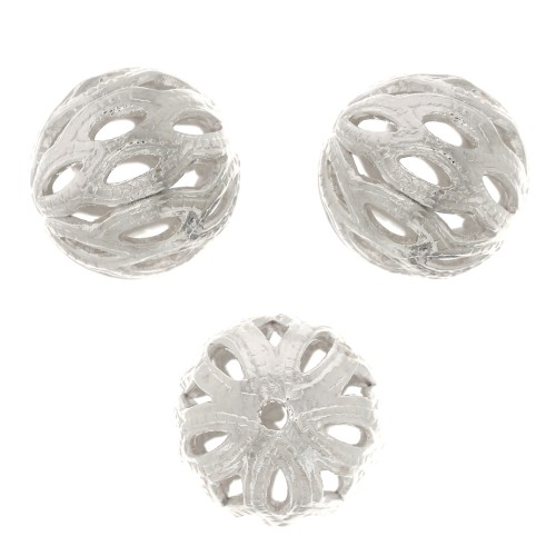 Perles rondes filigranées 6 mm - Argenté x10