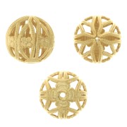 Perles rondes filigranées 12 mm - Doré à l'or fin x4