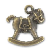 Breloque cheval à bascule 17 mm bronze x1|raw }}