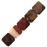 Perle facettée carrée 12 mm en pierre gemme - Jaspe Poppy x1