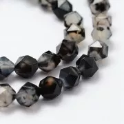 Perles hexagonales 8x7 mm pierre gemme - Agate teintée Noir - Gris x10
