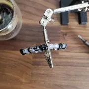 Perles hexagonales 8x7 mm pierre gemme - Agate teintée Noir - Gris x10