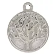 Pendentif rond arbre de vie 15.5x13 mm - Acier inoxydable x1