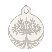 Breloque ronde arbre de vie gravé 12x10 mm - Acier inoxydable x1|raw }}